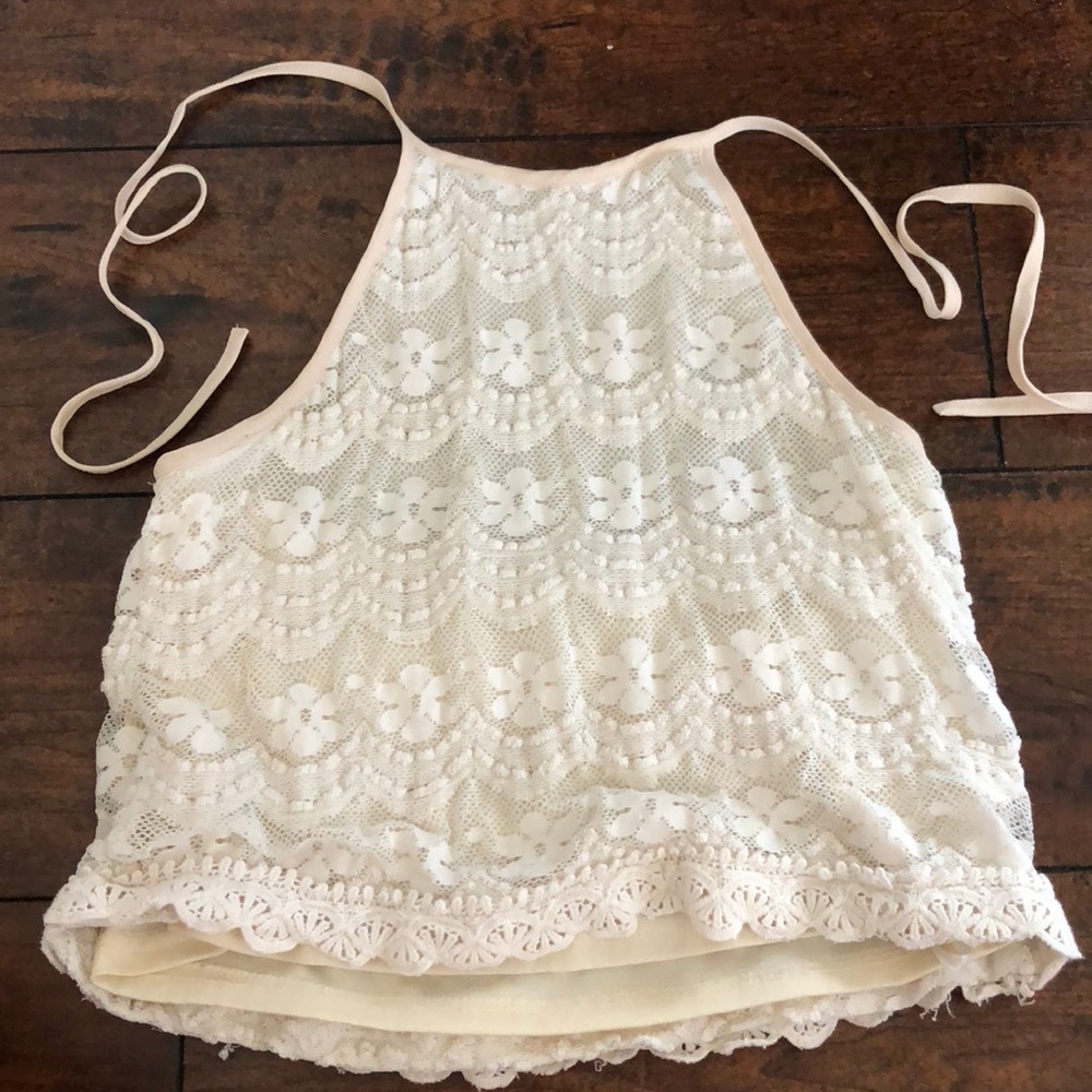 white lace halter top
